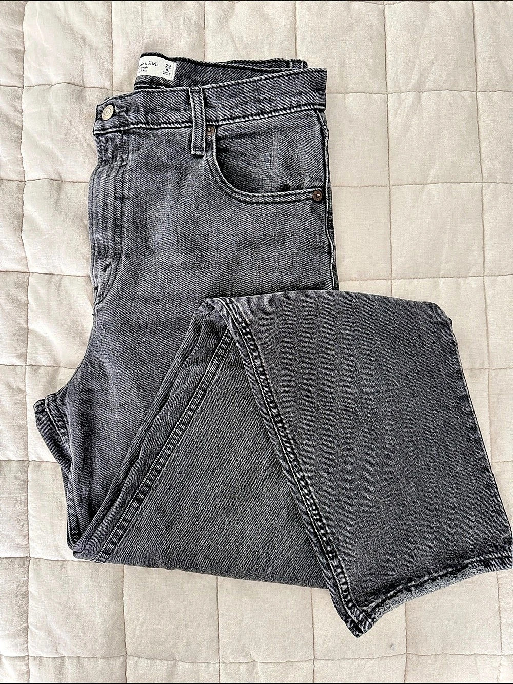 Abercrombie and Fitch Charcoal wash high-rise straight leg jeans